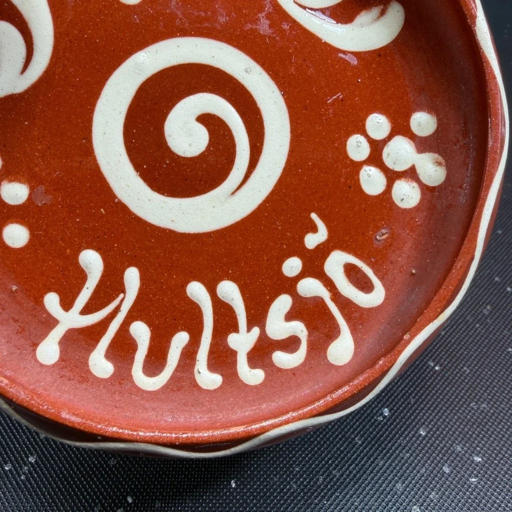 Hoganas‎ Keramik Redware Pottery Dish Hultsjo Swedish Folk Art Spiral 4 Inch
